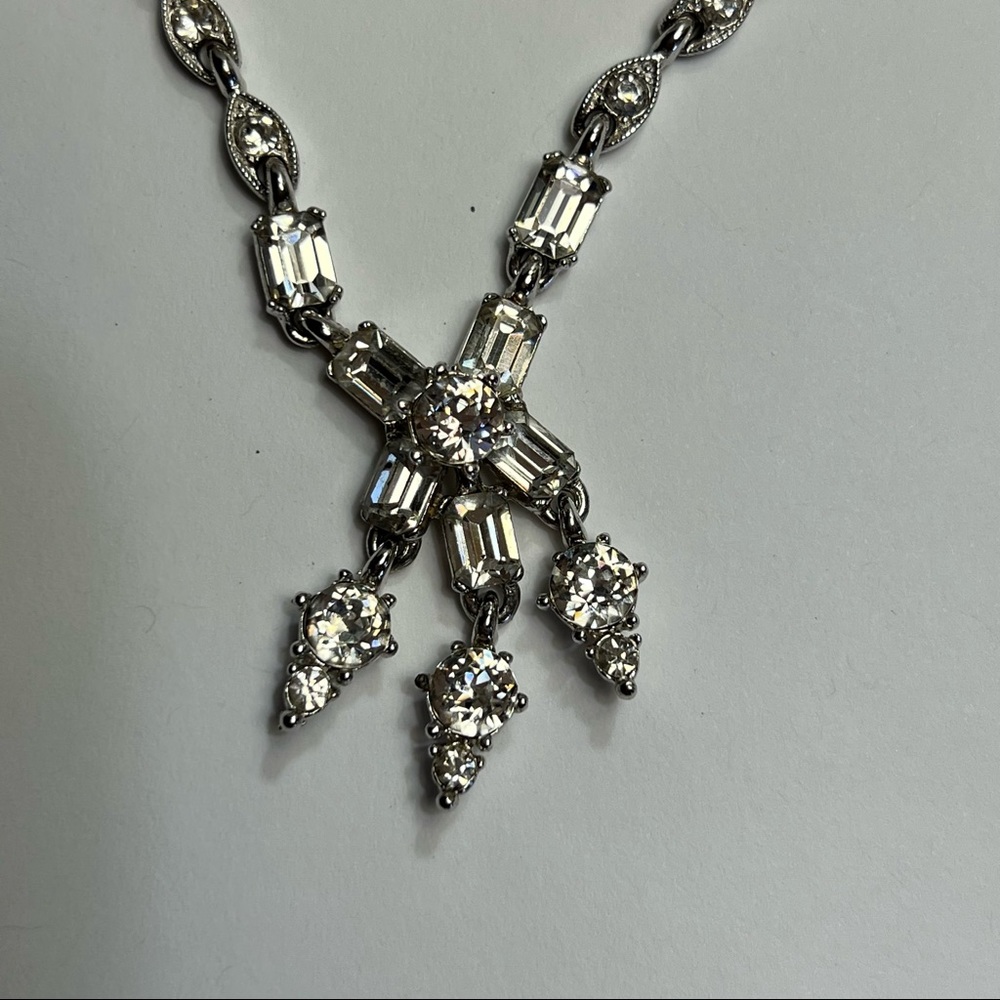 Bogoff rare vintage necklace and earrings set icy rhinestones - Picture 12 of 13